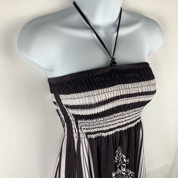 Cristinalove Dresses & Skirts - CristinaLove Dress Brown & White Flourish Stripe